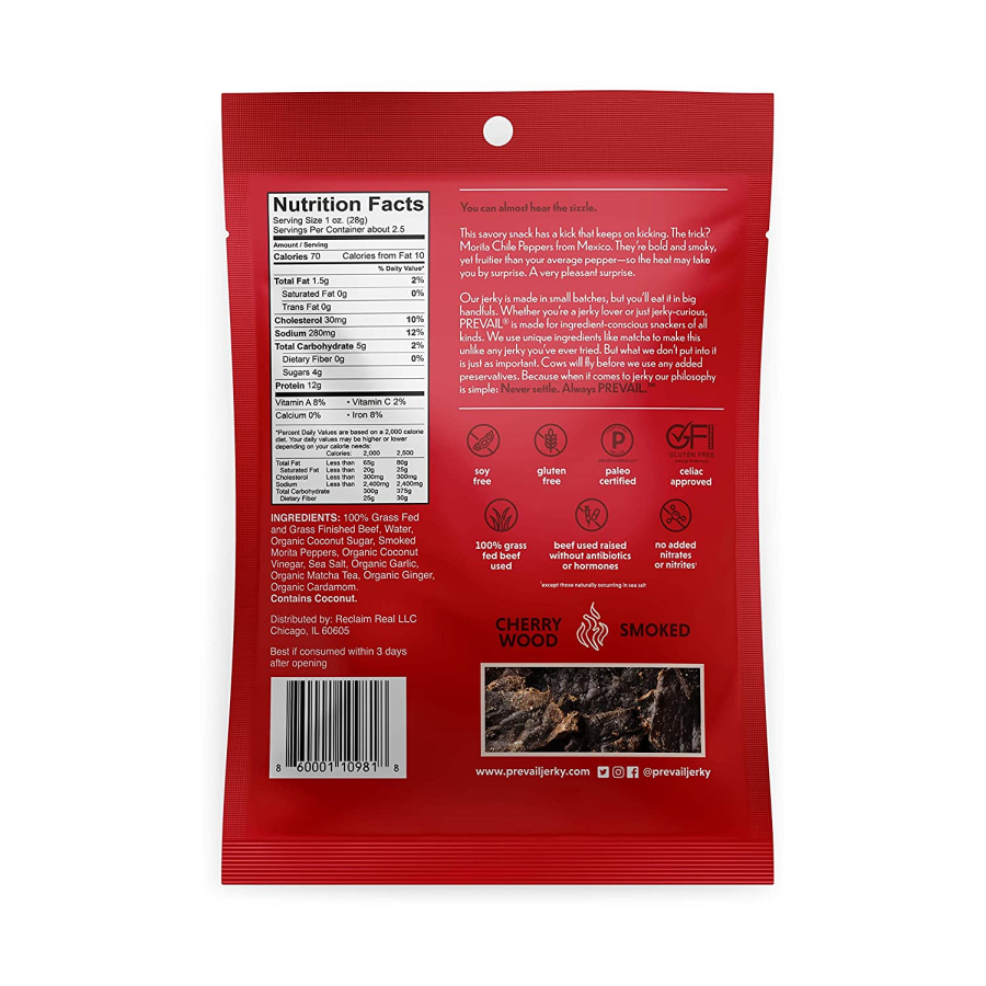 Vorherrschend Gras gefüttertes Rindfleisch Jerky Spicy 64 g