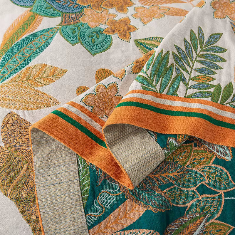 Emerald Eden Reversible Baumwollquilt Coverlet Leichte Bettwäsche