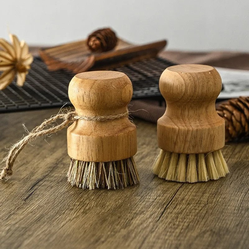Natural Fiber Round Scrub Brush mit Holzgriff