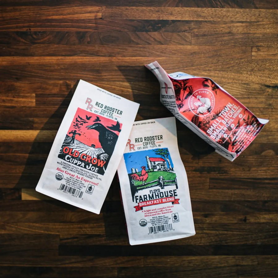 Rot Rooster Coffee Floyd Farmhouse Frühstück Blend Organische Ganze Bohne 34 g