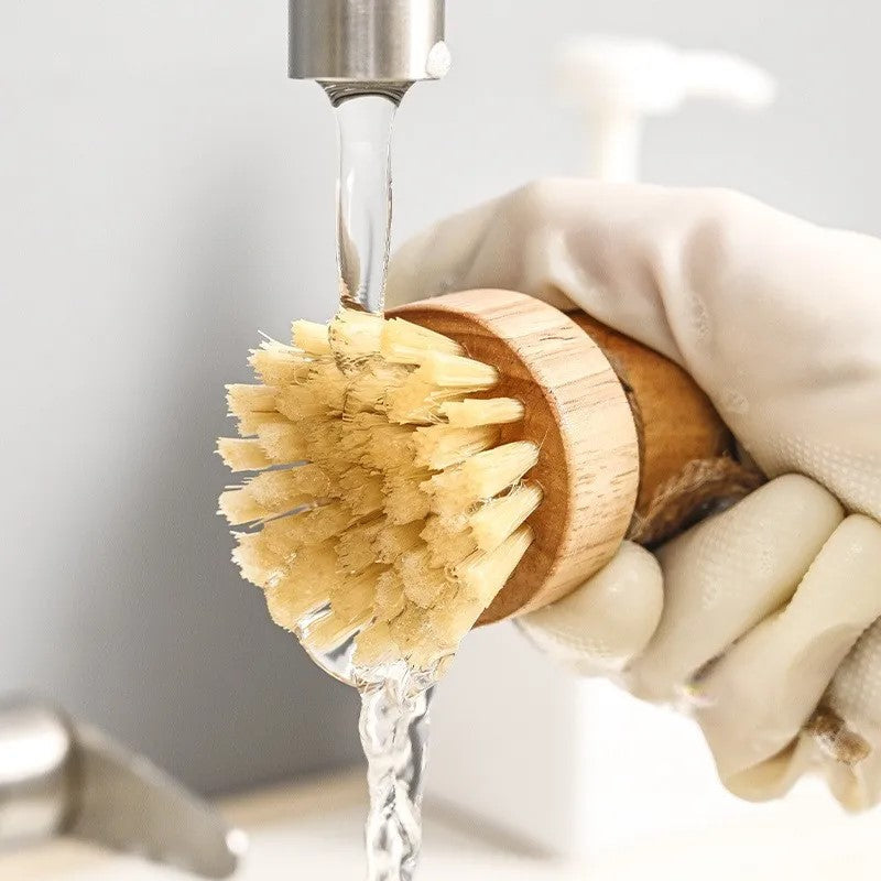 Natural Fiber Round Scrub Brush mit Holzgriff