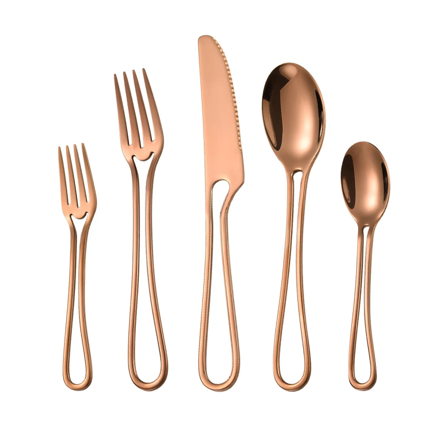 Minimalistischer Schnitt Griff Edelstahl Flatware 5-teiliges Set