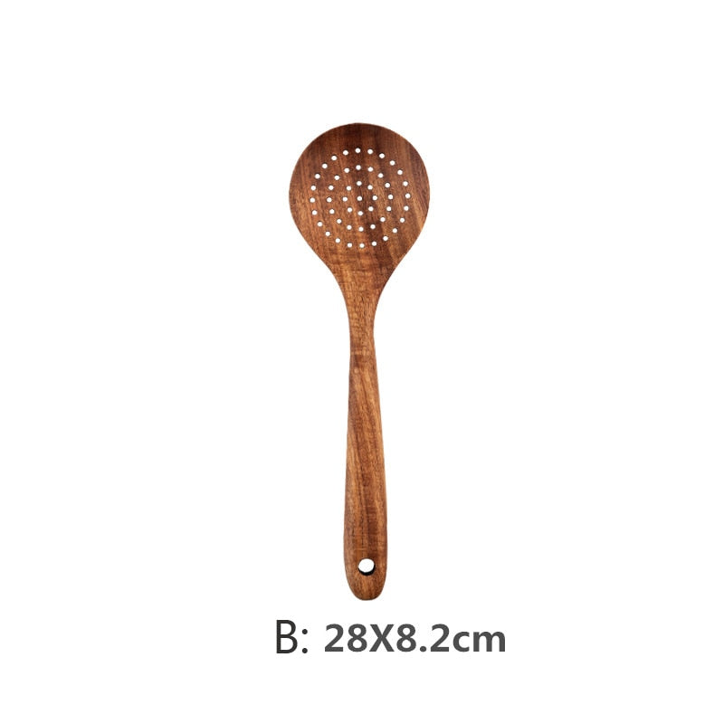 9 Stück Teak Wood Küchenwerkzeug