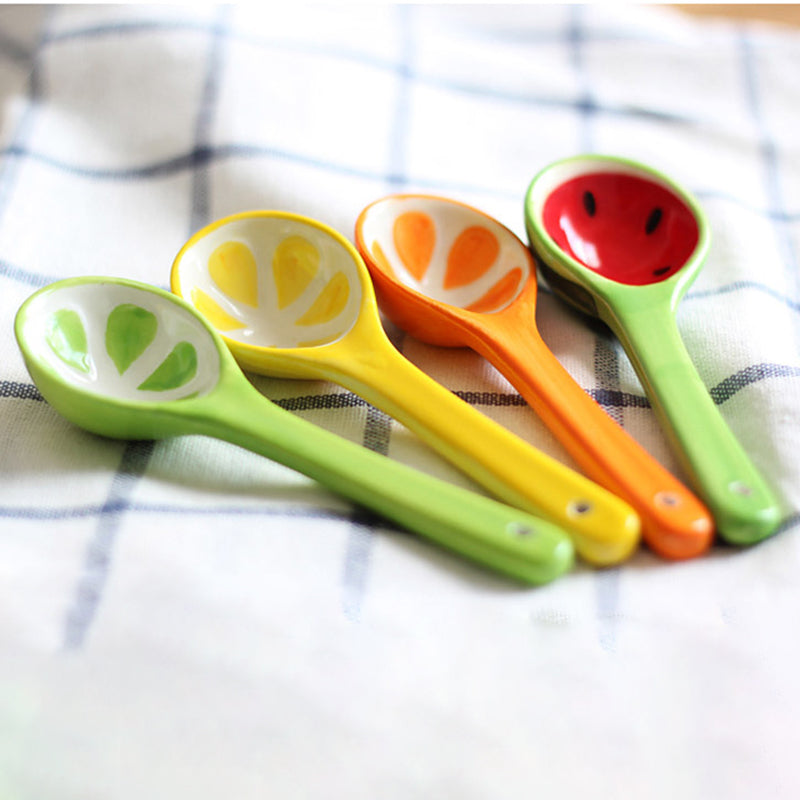 Sommer Fruit Style Keramikbecher, Löffel & Platte Set