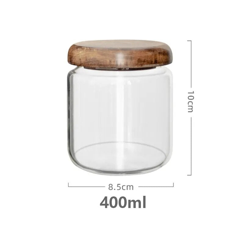 Wilder Kollektion Acacia Wood & Glas Sealable Food Storage Jars