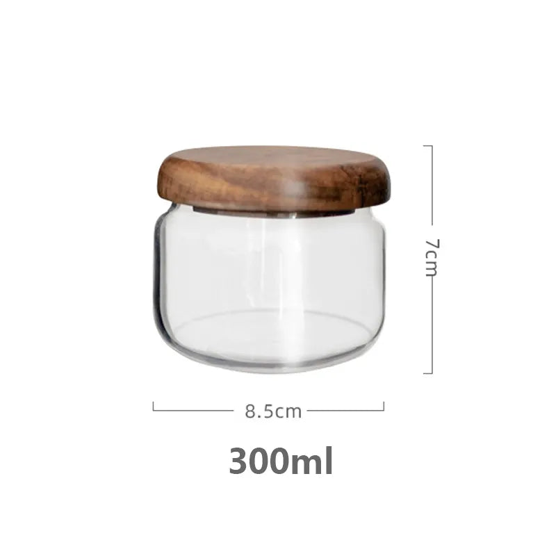 Wilder Kollektion Acacia Wood & Glas Sealable Food Storage Jars