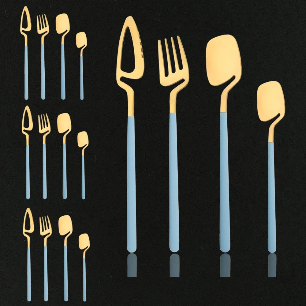 Surreale Edelstahl-Flatware 16-teiliges Set mit bunten Griffen