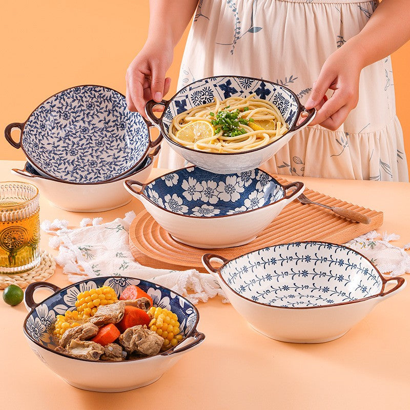 Farmhouse mediterranen Stil unregelmäßig geformte Keramikschalen mit Griffen