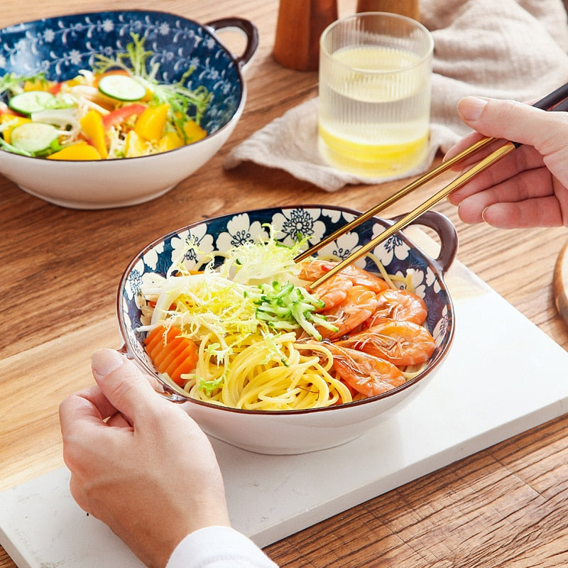 Farmhouse mediterranen Stil unregelmäßig geformte Keramikschalen mit Griffen