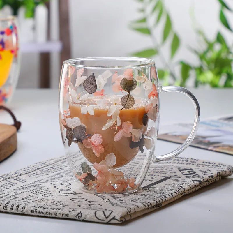 Petal Fancy Getrocknete Blumen Doppelwand Glasbecher