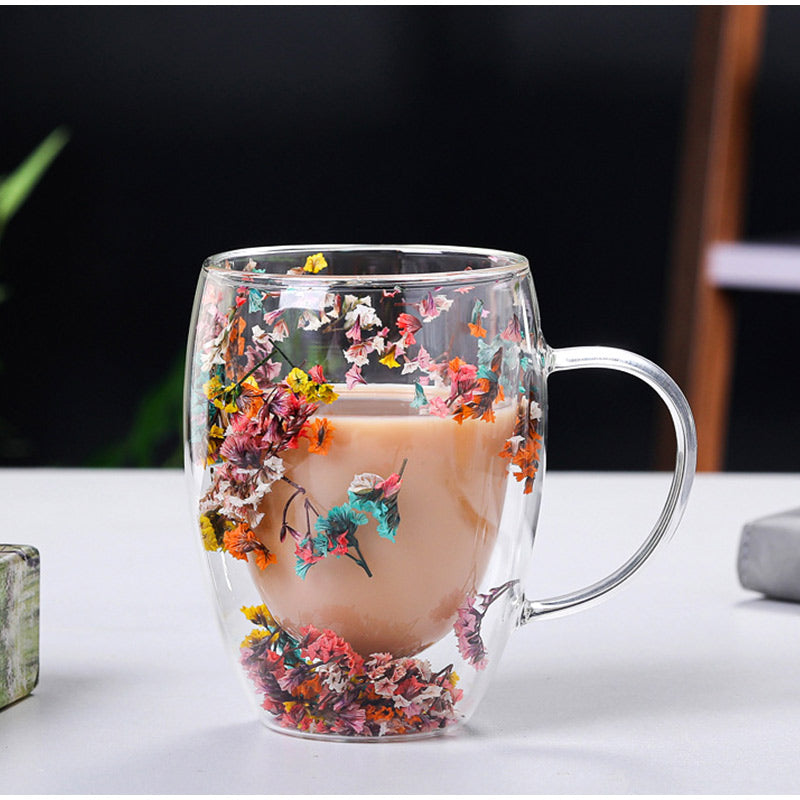 Brilliant Meadow Getrocknete Blumen Doppelwand Glasbecher