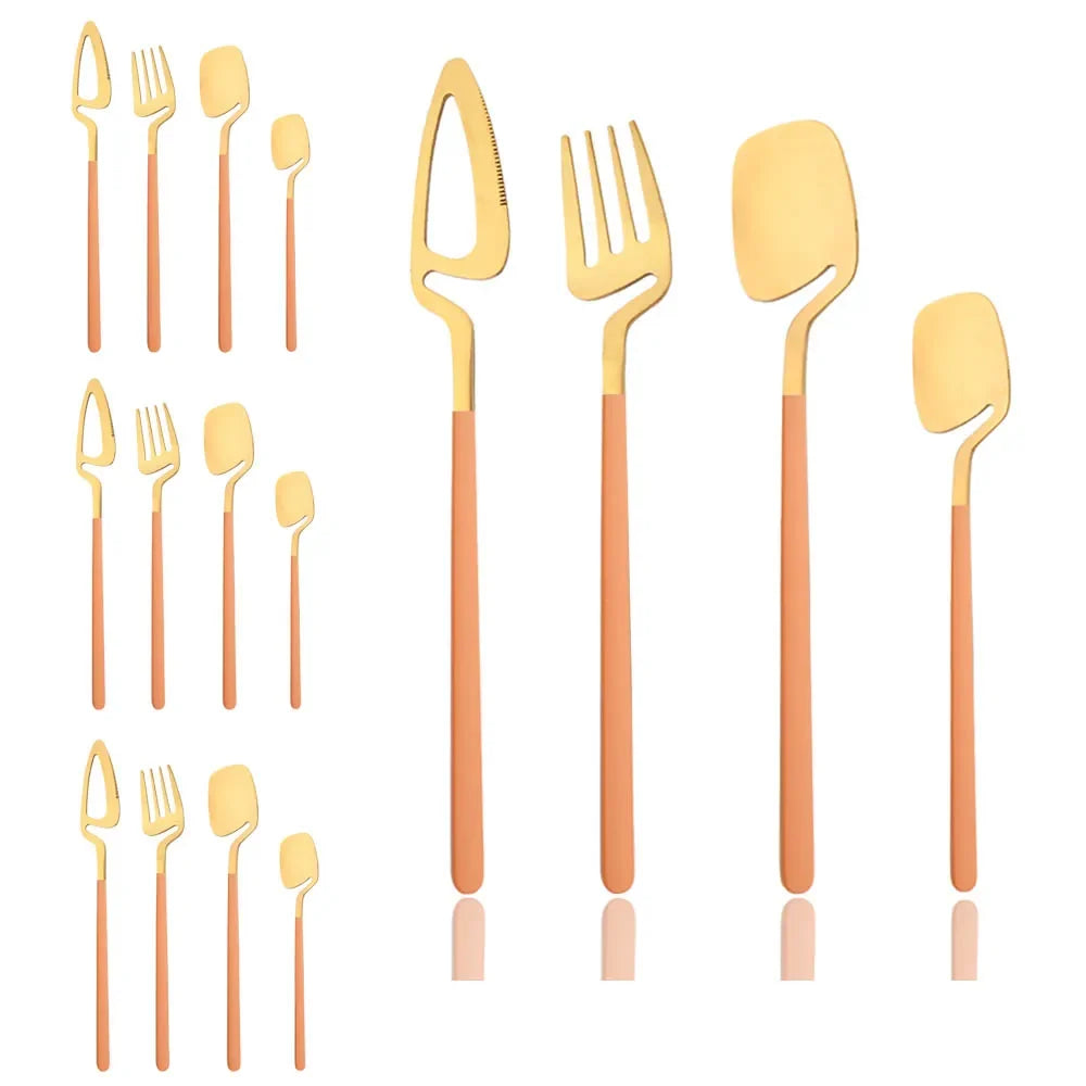 Surreale Edelstahl-Flatware 16-teiliges Set mit bunten Griffen