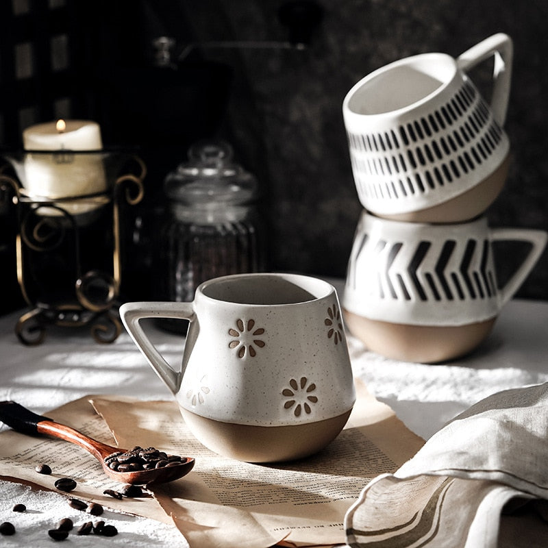 Nordic Style Keramikbecher mit dreieckigen Griffen