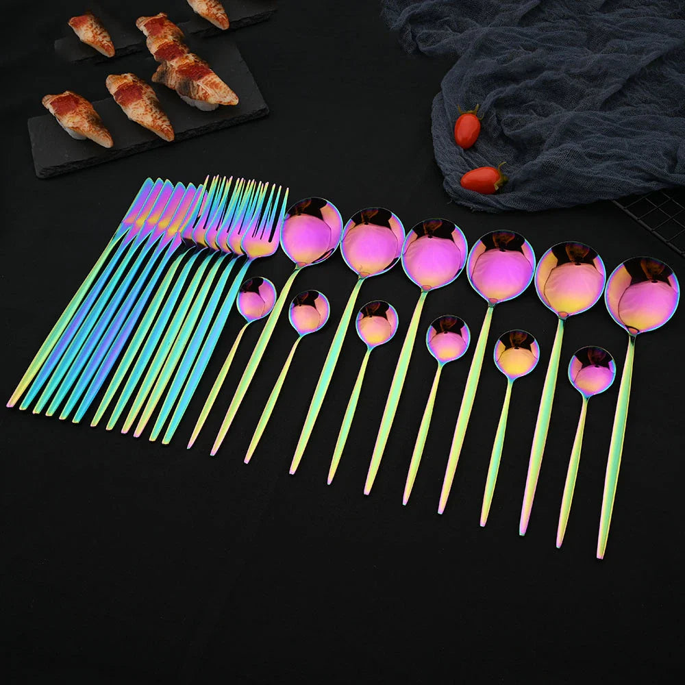 Edelstahl 24 Stück modernes Flatware Set