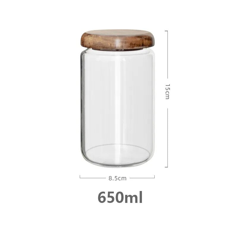 Wilder Kollektion Acacia Wood & Glas Sealable Food Storage Jars