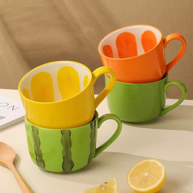 Sommer Fruit Style Keramikbecher, Löffel & Platte Set