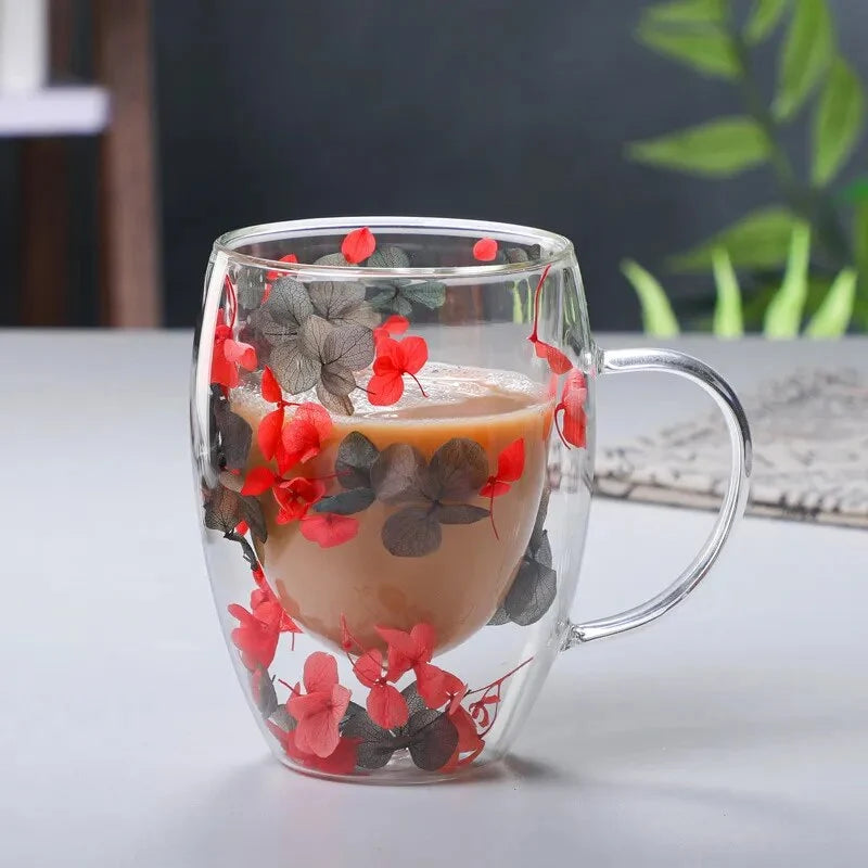 Petal Fancy Getrocknete Blumen Doppelwand Glasbecher
