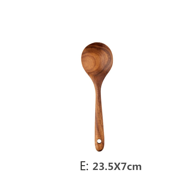9 Stück Teak Wood Küchenwerkzeug