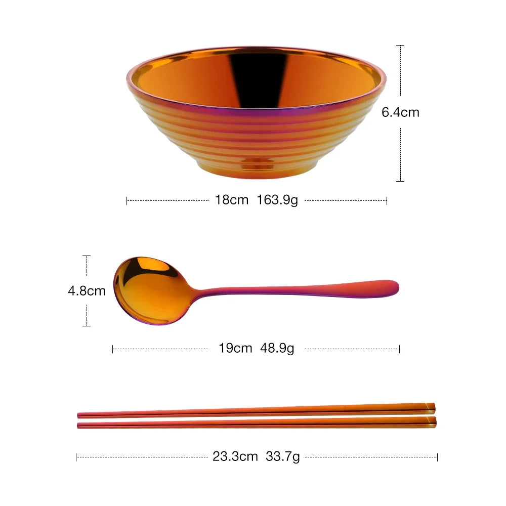 Glam Edelstahl Insulated Bunte Nudelschalen Sets mit Utensilien