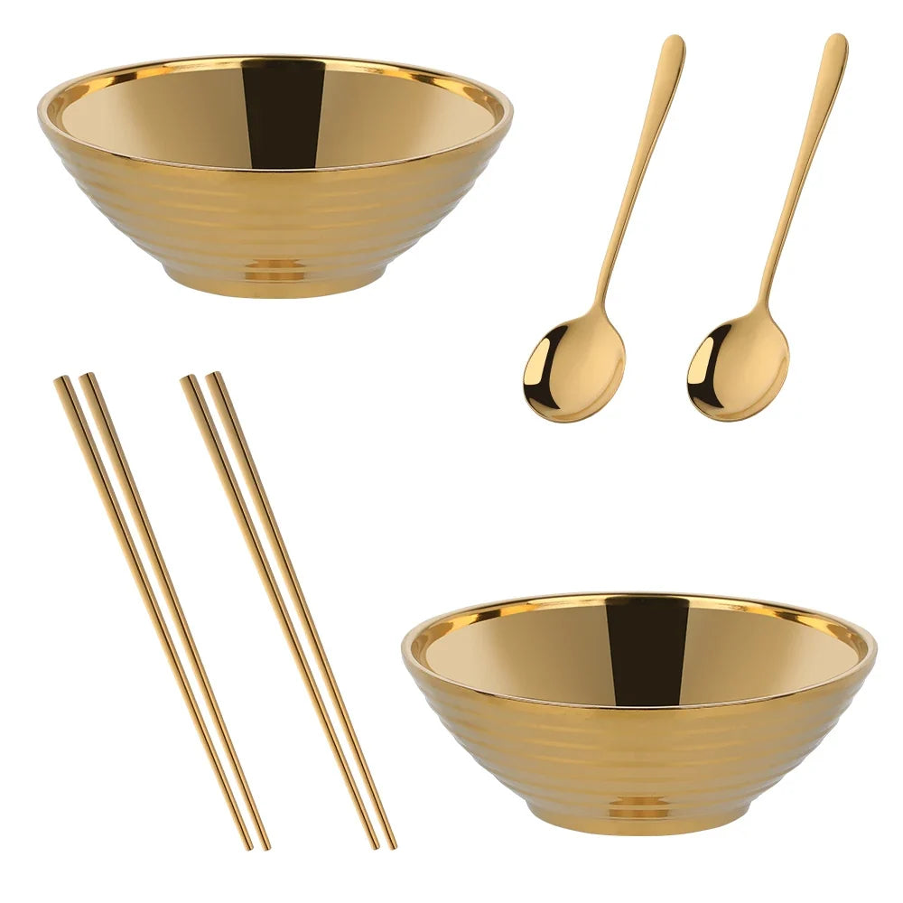 Glam Edelstahl Insulated Bunte Nudelschalen Sets mit Utensilien