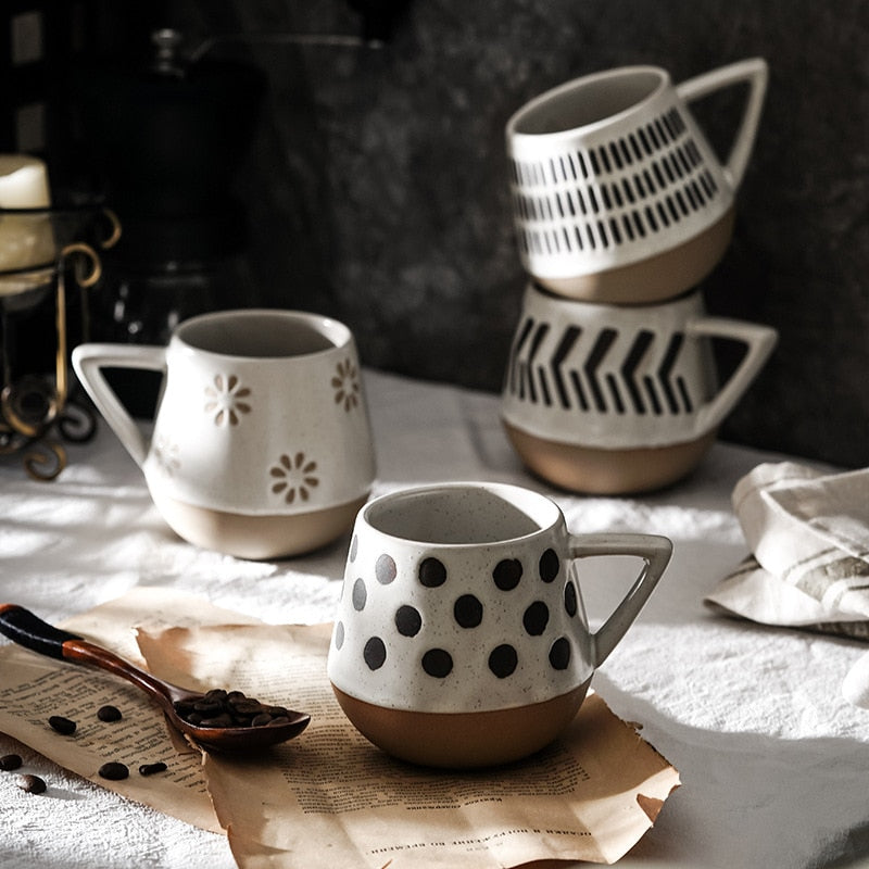 Nordic Style Keramikbecher mit dreieckigen Griffen