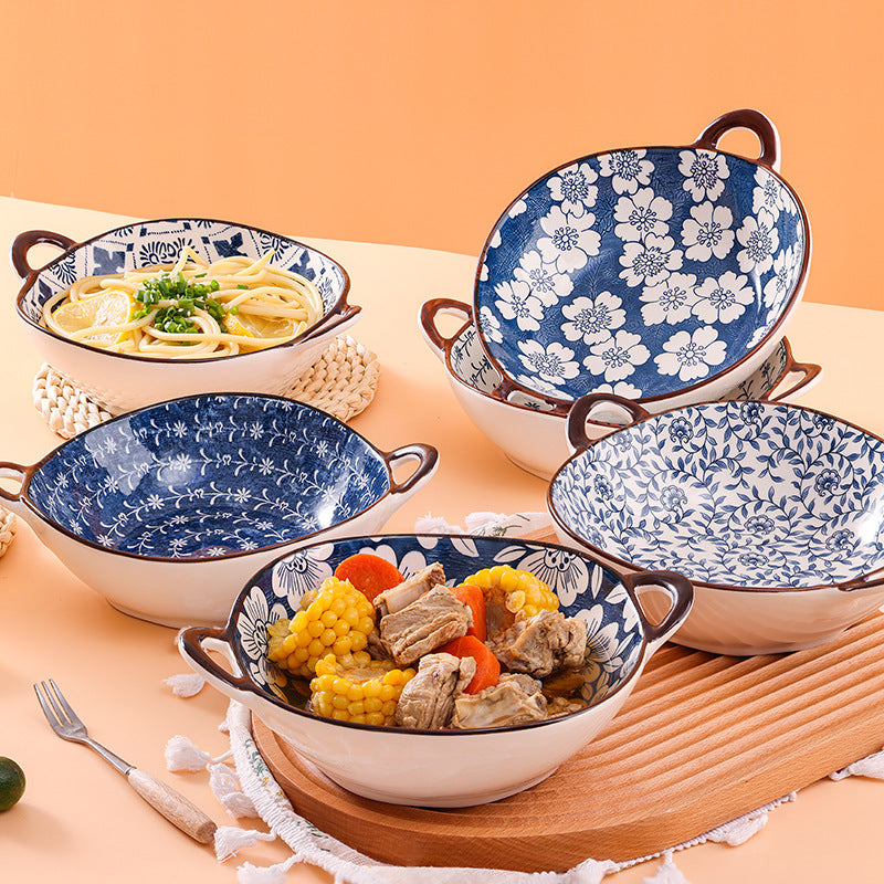 Farmhouse mediterranen Stil unregelmäßig geformte Keramikschalen mit Griffen