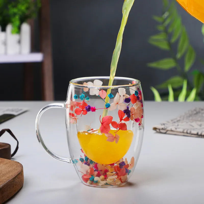 Petal Fancy Getrocknete Blumen Doppelwand Glasbecher