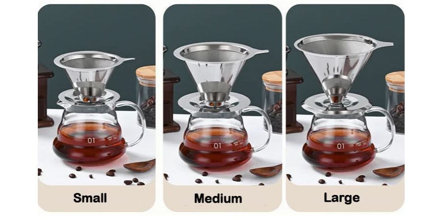 Wiederverwendbarer Edelstahl, über Kegel Kaffeefilterkorb