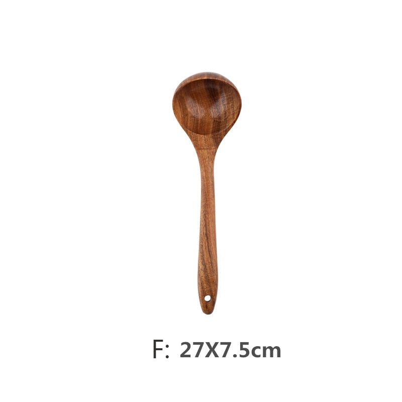 9 Stück Teak Wood Küchenwerkzeug