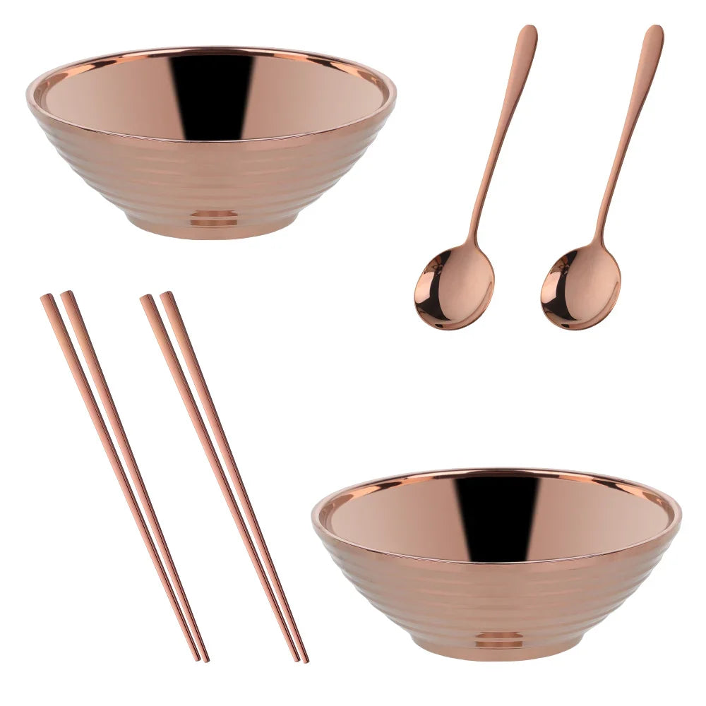 Glam Edelstahl Insulated Bunte Nudelschalen Sets mit Utensilien
