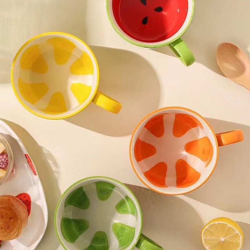 Sommer Fruit Style Keramikbecher, Löffel & Platte Set