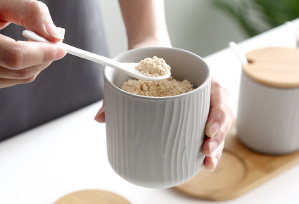 Organic Seaside Style Keramik Jar & Spoon Sets mit Bambus Lids