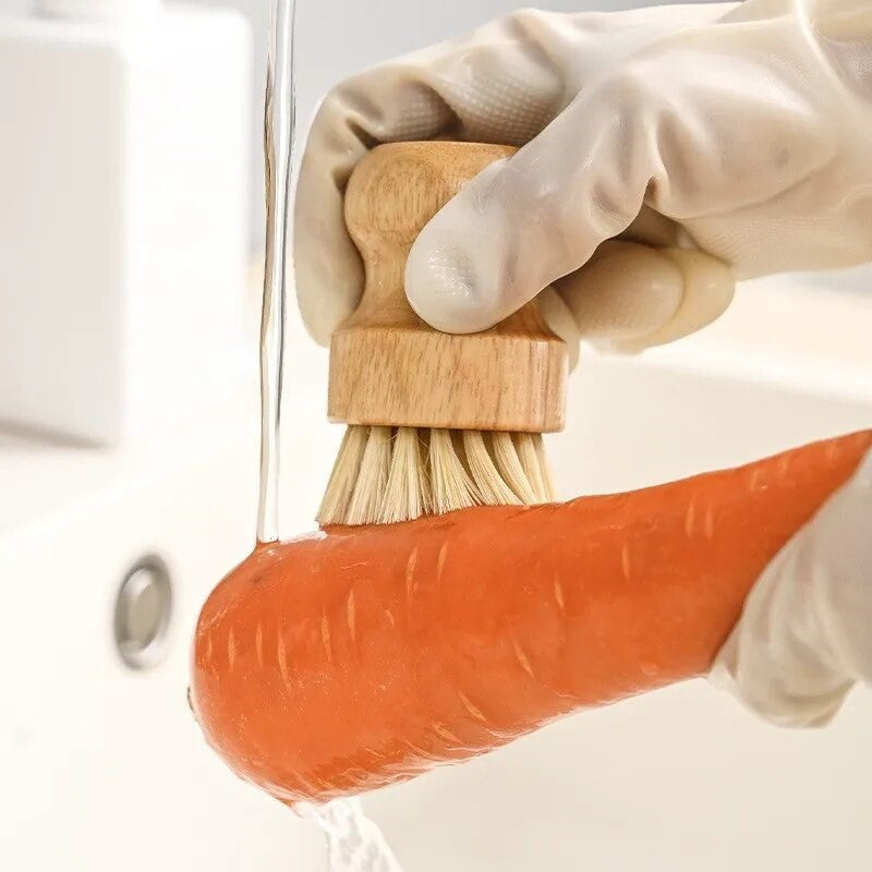 Natural Fiber Round Scrub Brush mit Holzgriff