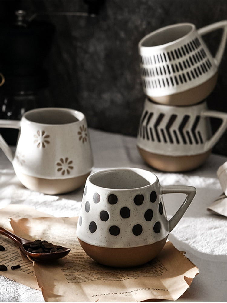 Nordic Style Keramikbecher mit dreieckigen Griffen