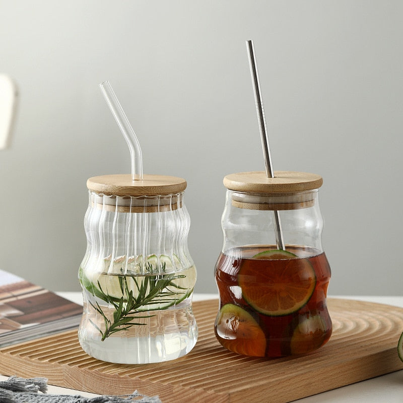 Glasgetränk Tumblers mit Bambus Lids & Straws