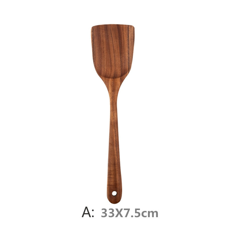 9 Stück Teak Wood Küchenwerkzeug