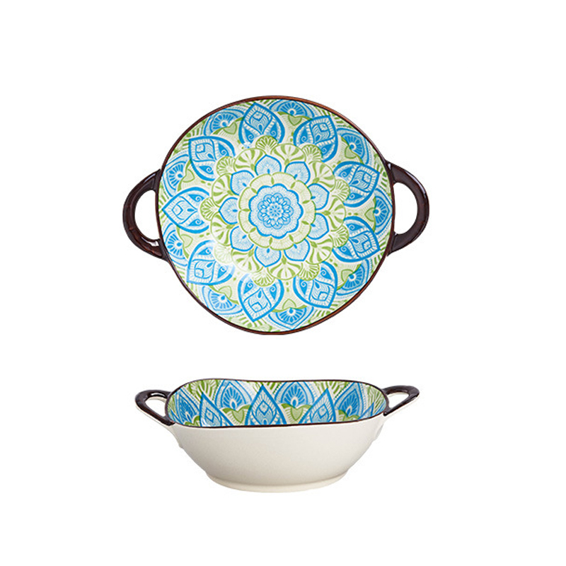 Farmhouse Boho Style unregelmäßig geformte Keramikschalen mit Griffen