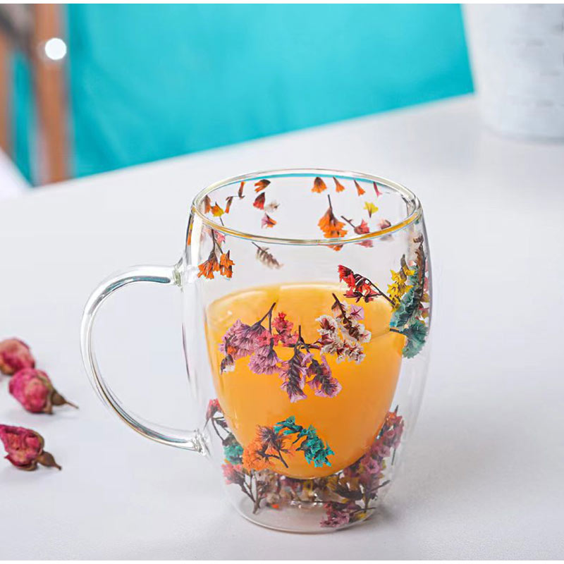 Brilliant Meadow Getrocknete Blumen Doppelwand Glasbecher