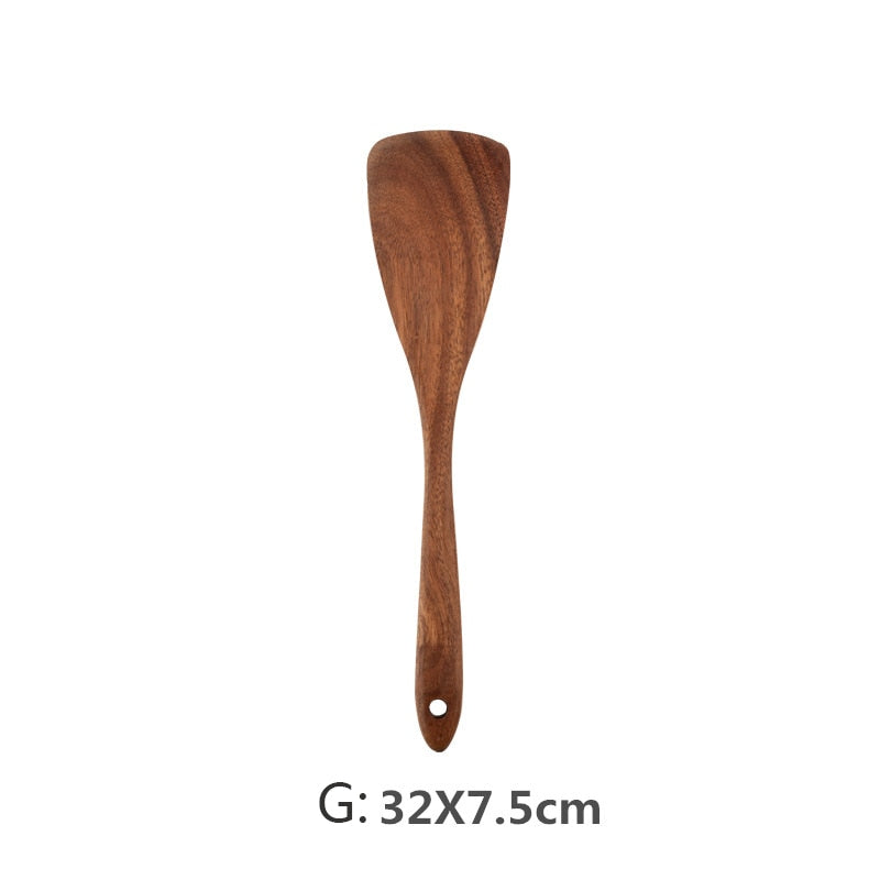 9 Stück Teak Wood Küchenwerkzeug