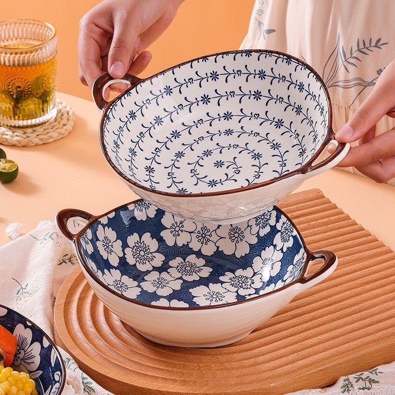 Farmhouse mediterranen Stil unregelmäßig geformte Keramikschalen mit Griffen