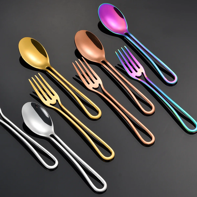 Minimalistischer Schnitt Griff Edelstahl Flatware 5-teiliges Set