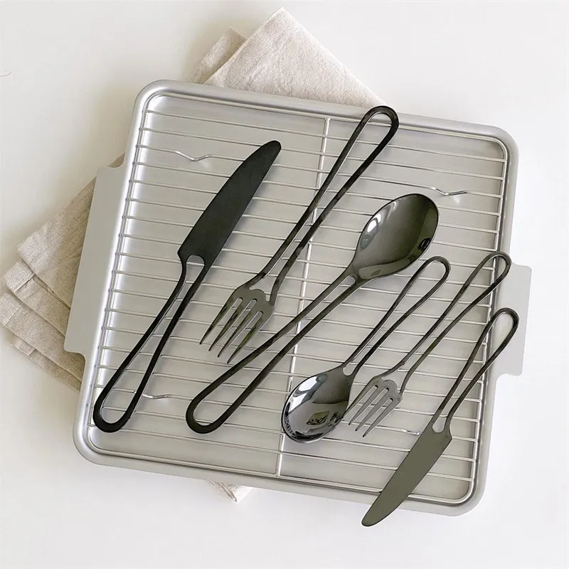 Minimalistischer Schnitt Griff Edelstahl Flatware 5-teiliges Set