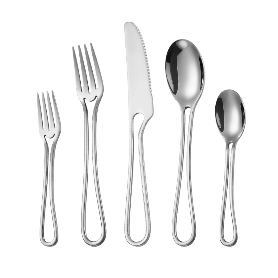 Minimalistischer Schnitt Griff Edelstahl Flatware 5-teiliges Set