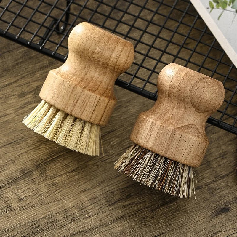 Natural Fiber Round Scrub Brush mit Holzgriff