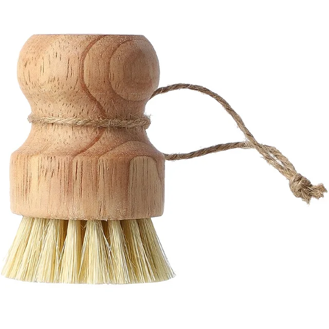 Natural Fiber Round Scrub Brush mit Holzgriff