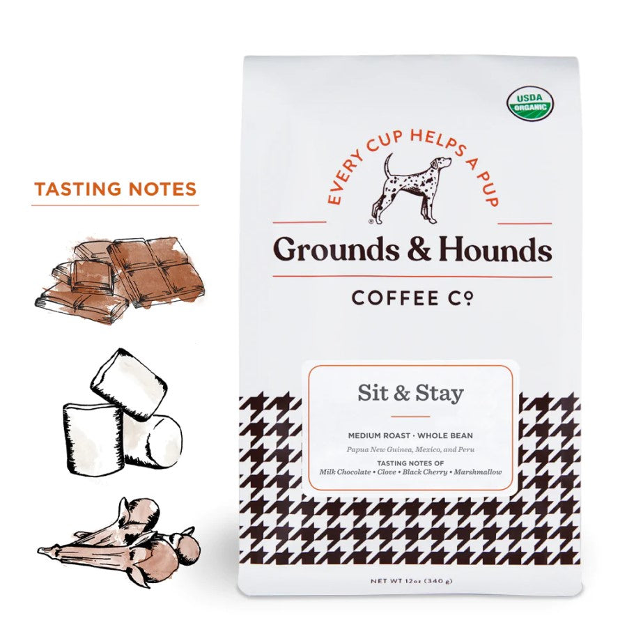 Grounds & Hounds Coffee Co. Sit & Stay Organic Medium Röstende Bohne 34 g
