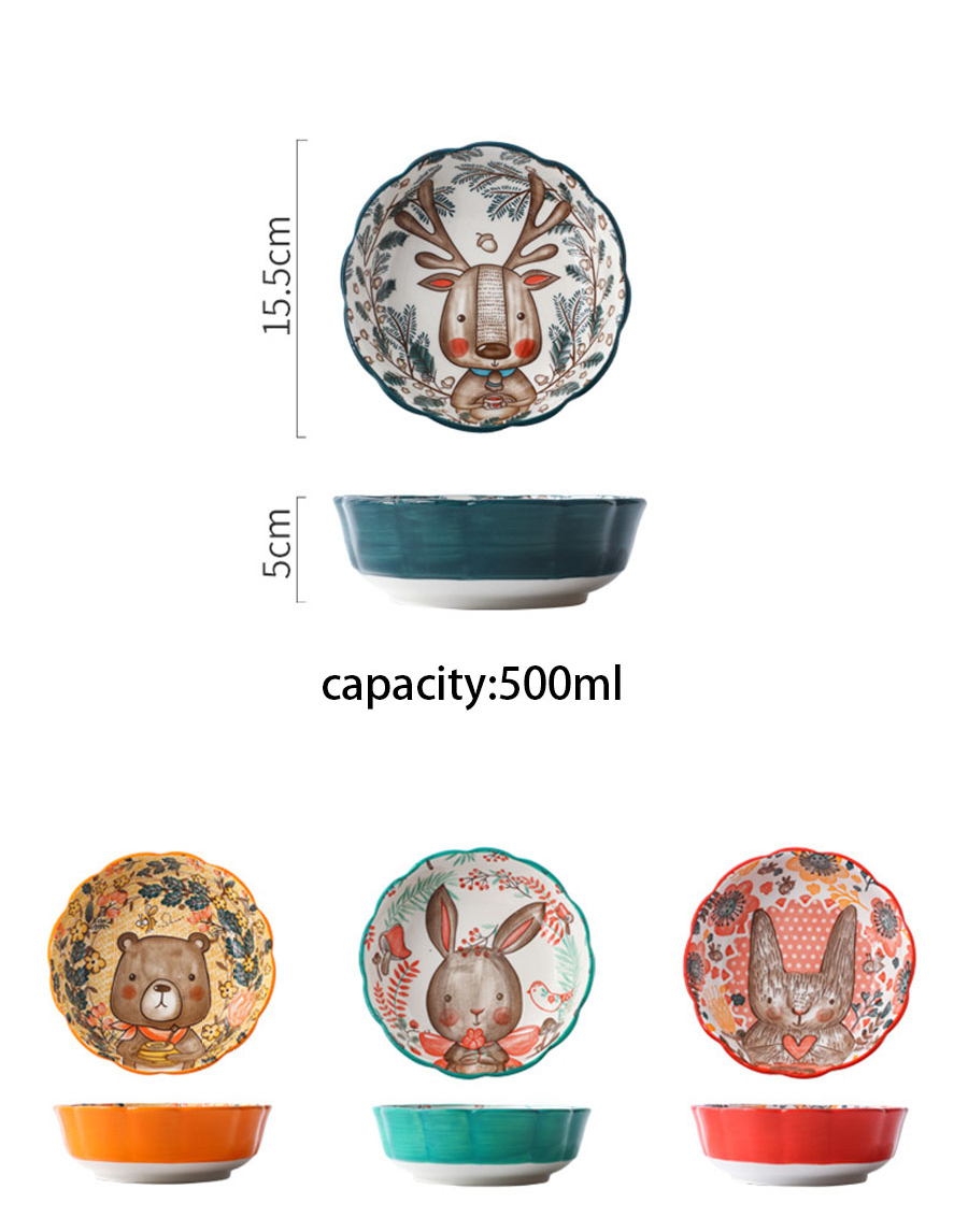 Entzückende Nordic Forest Freunde Keramik Scalloped Bowls