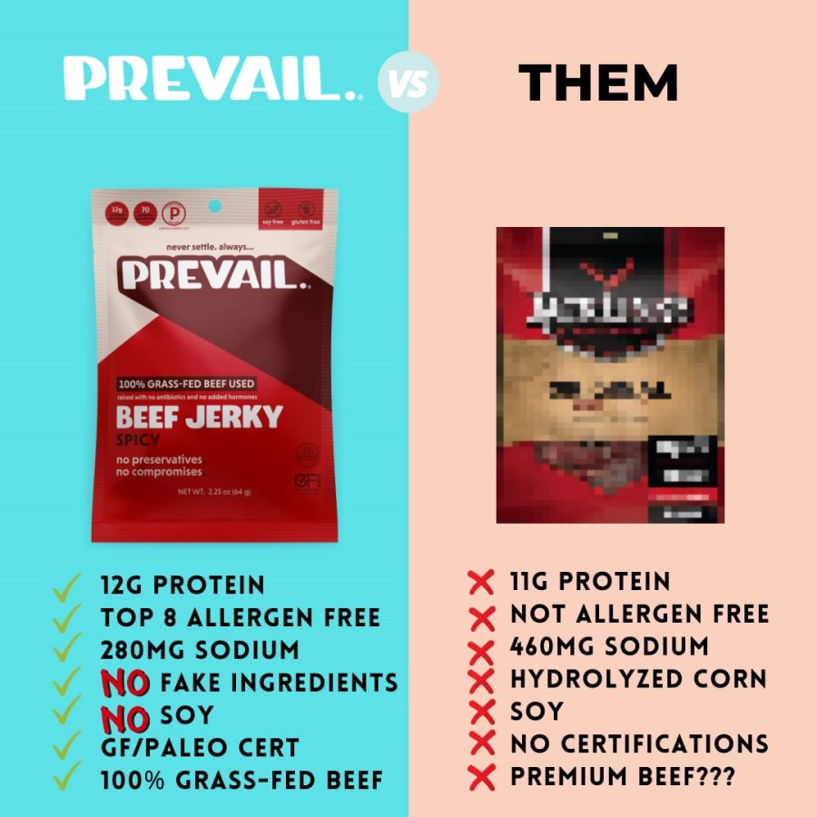 Vorherrschend Gras gefüttertes Rindfleisch Jerky Spicy 64 g