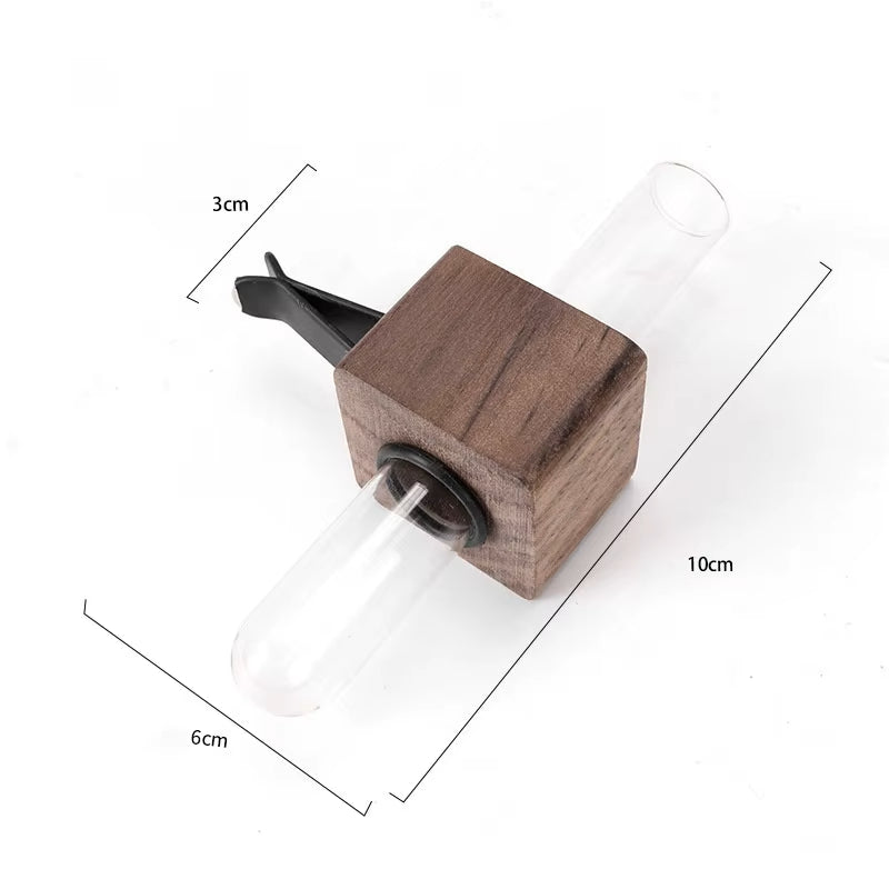 Holz & Glas Tube Car Bud Vasen mit Vent Clip
