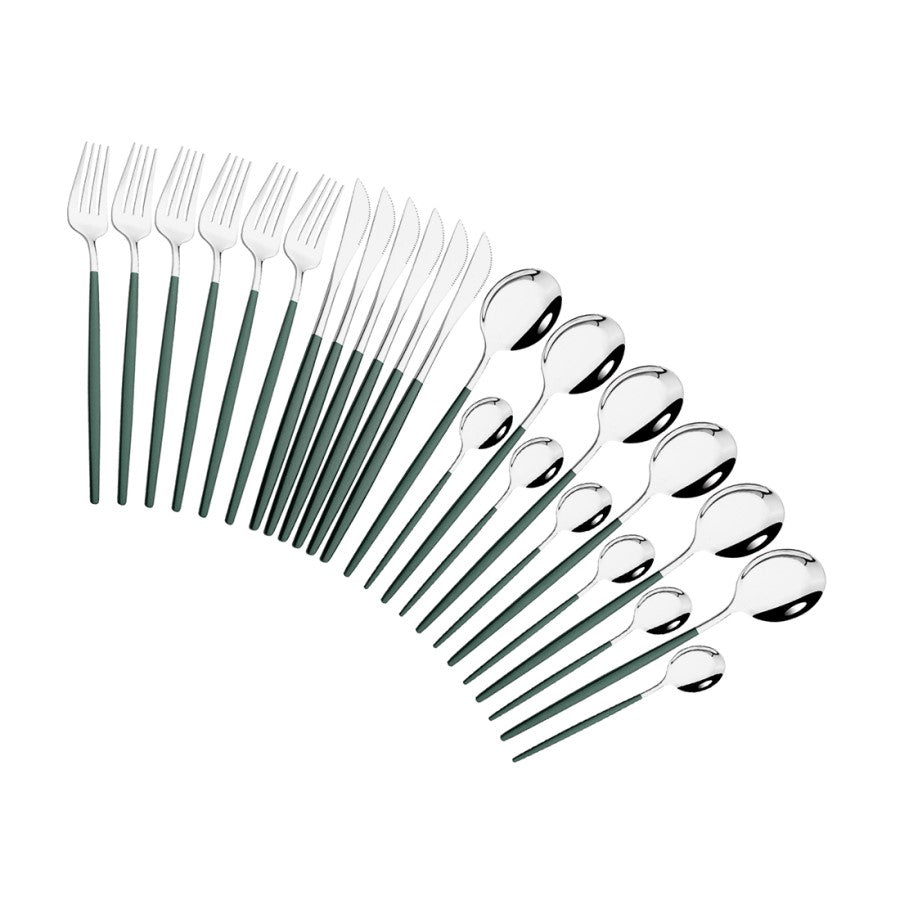 Edelstahl 24 Stück Silber Modernes Flatware-Set mit bunten Griffen